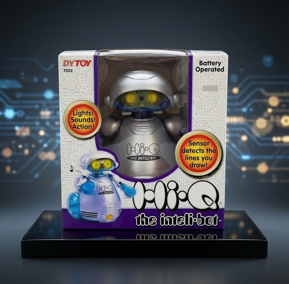 Hi-Q Inteli-bot Interactive Robot Toy NIB Silver Poseable Sound FX Sensor System